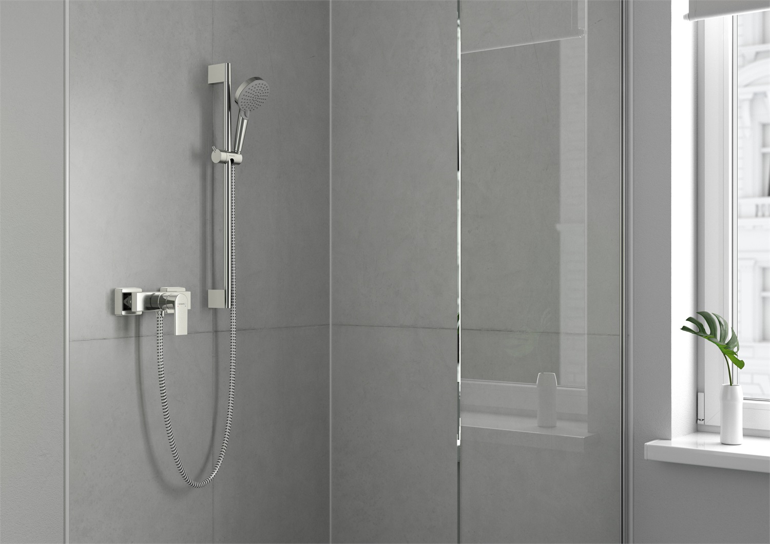 Hansgrohe Unica S Puro - Asta Doccia 65 cm con Flessibile Nero Opaco