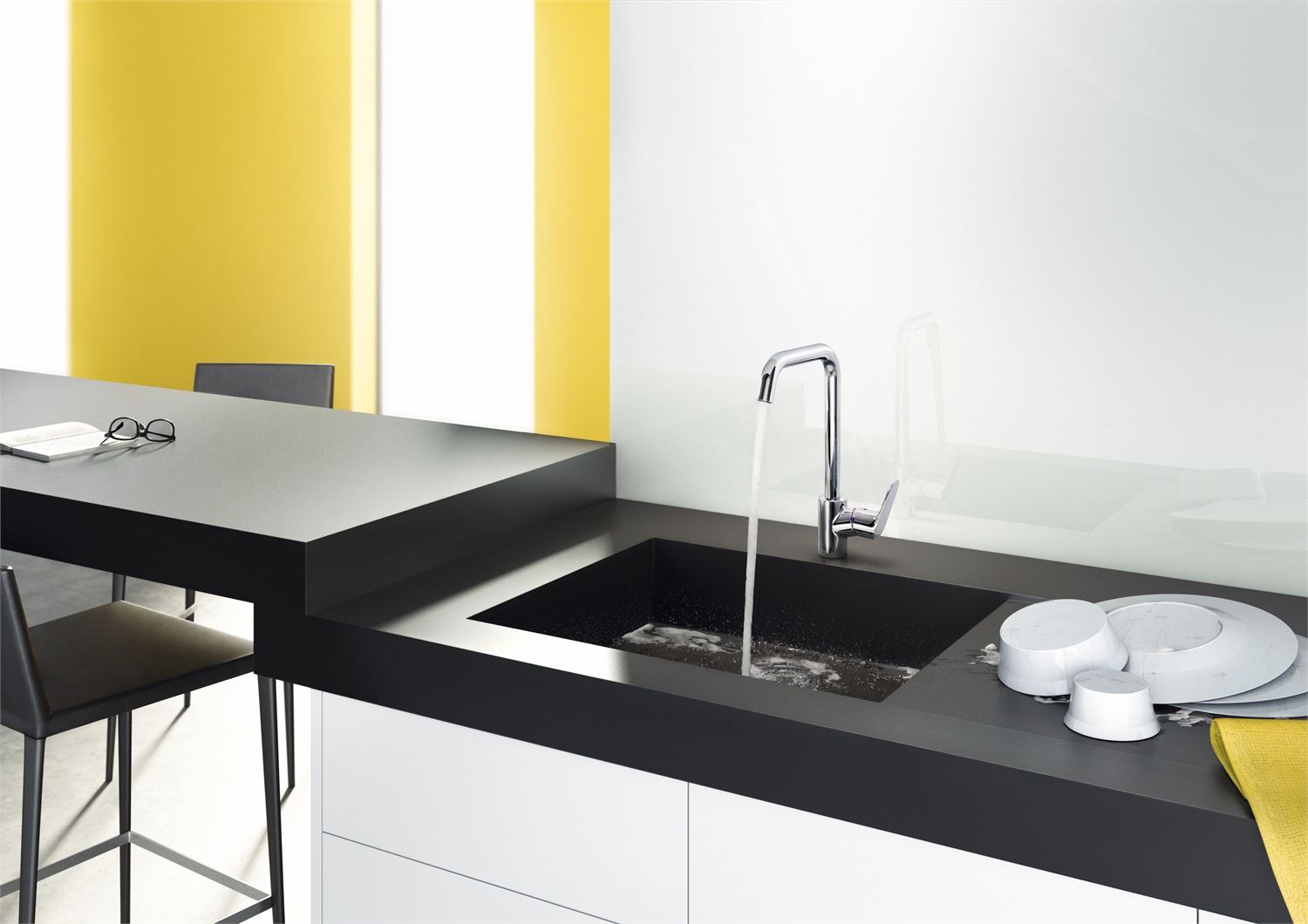 Hansgrohe Focus M41 Miscelatore Monocomando da Cucina Nero Opaco 31820670 - Bocca Girevole ComfortZone 260