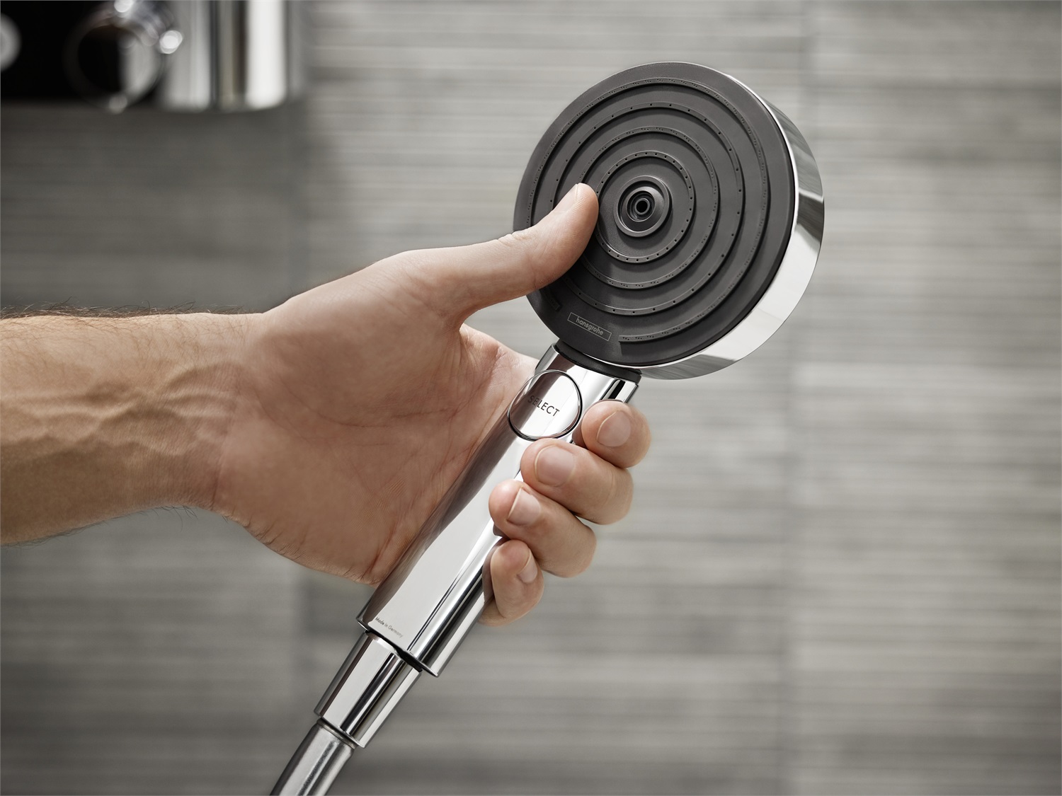 Hansgrohe Pulsify Select S Doccetta 105 mm con 3 Tipi di Getto: PowderRain, IntenseRain e Massage, Colore Cromo, Cod. 24110000