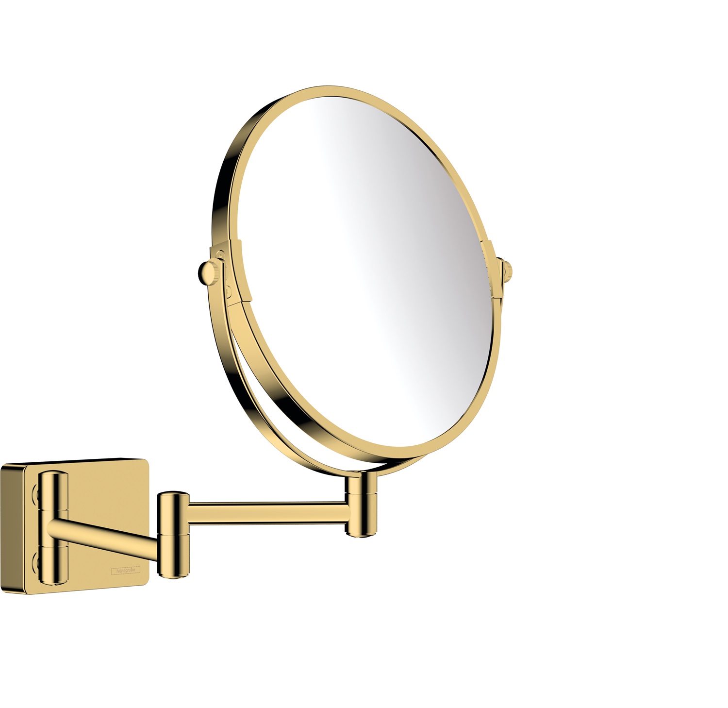 Hansgrohe AddStoris Specchio Cosmetico da Parete Rotondo Oro 24.6x24.6 cm con Ingrandimento 1x e 3x