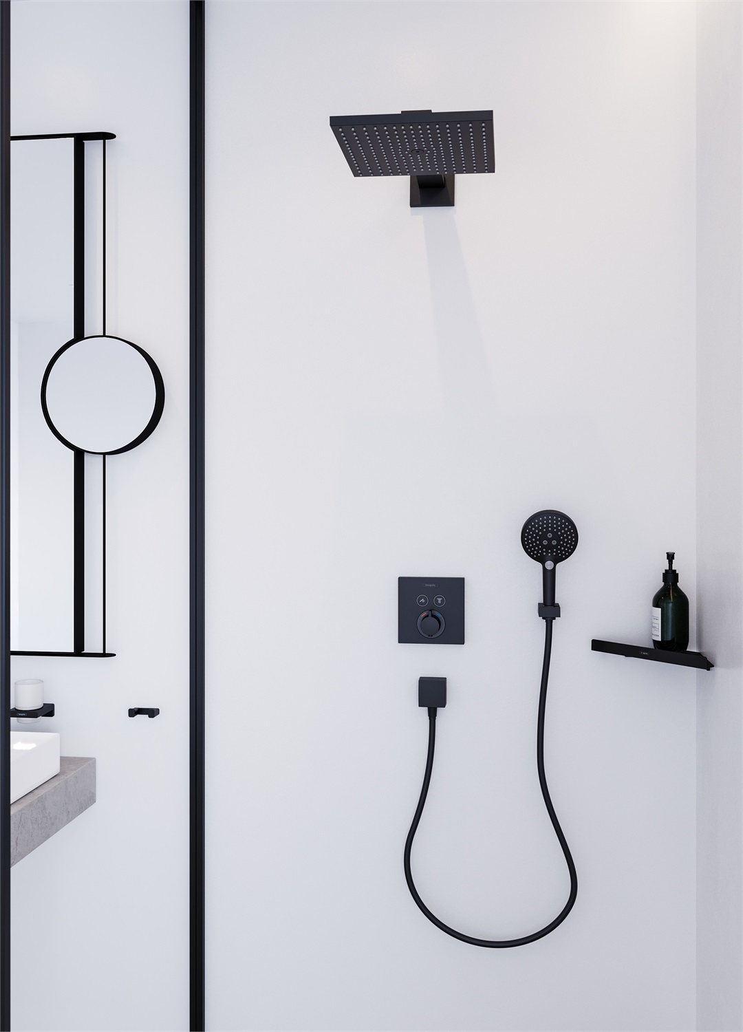 Hansgrohe AddStoris Specchio Cosmetico da Parete Rotondo Oro 24.6x24.6 cm con Ingrandimento 1x e 3x