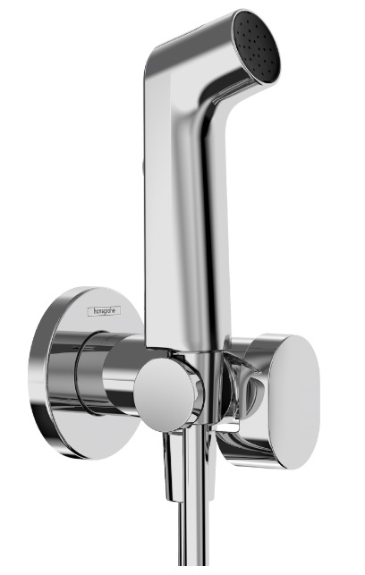 Hansgrohe 29232000 Doccetta Bidette Cromo con Getto Potente, Valvola di Arresto e QuickClean