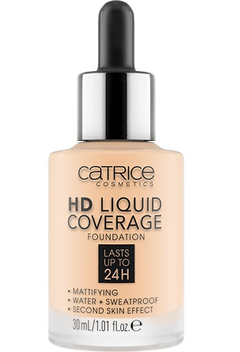 Catrice HD Liquid Coverage Fondotinta Liquido 30 ml 002 Porcelain Beige - Lunga Durata, Effetto Opacizzante e Alta Copertura