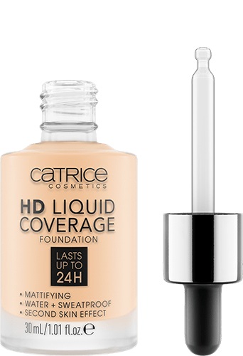 Catrice HD Liquid Coverage Fondotinta Liquido 30 ml 002 Porcelain Beige - Lunga Durata, Effetto Opacizzante e Alta Copertura