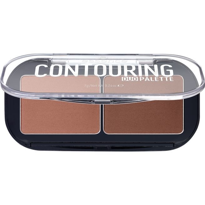 Essence Contouring Duo Palette 20 Darker Skin - 7 g, Ombretti per Contouring e Illuminazione, Palette Vegan-Friendly