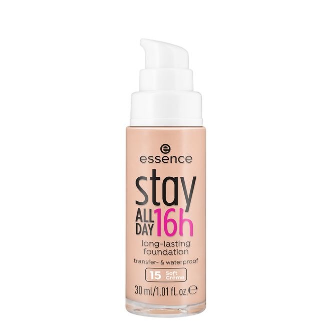 Essence Stay All Day 16H Long-Lasting Foundation 30 ml - Tonalità 15 Soft Creme, Finitura Liscia e Opaca, Copertura Medio-Alta, Privo di Siliconi e Parabeni