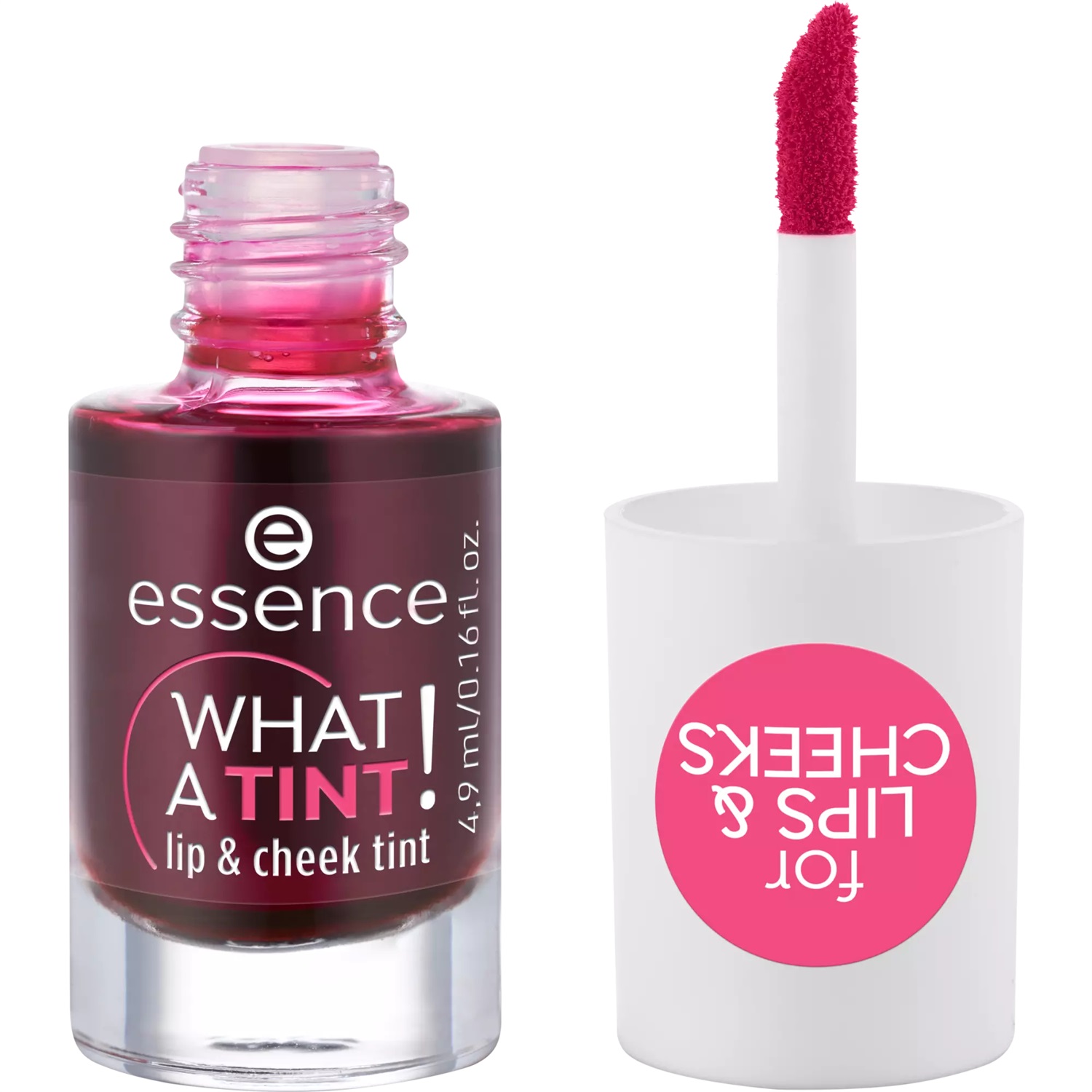 Essence What A Tint! Tinta Labbra e Guance 01 Kiss From A Rose - 4,9 ml, Finish Naturale, Vegano