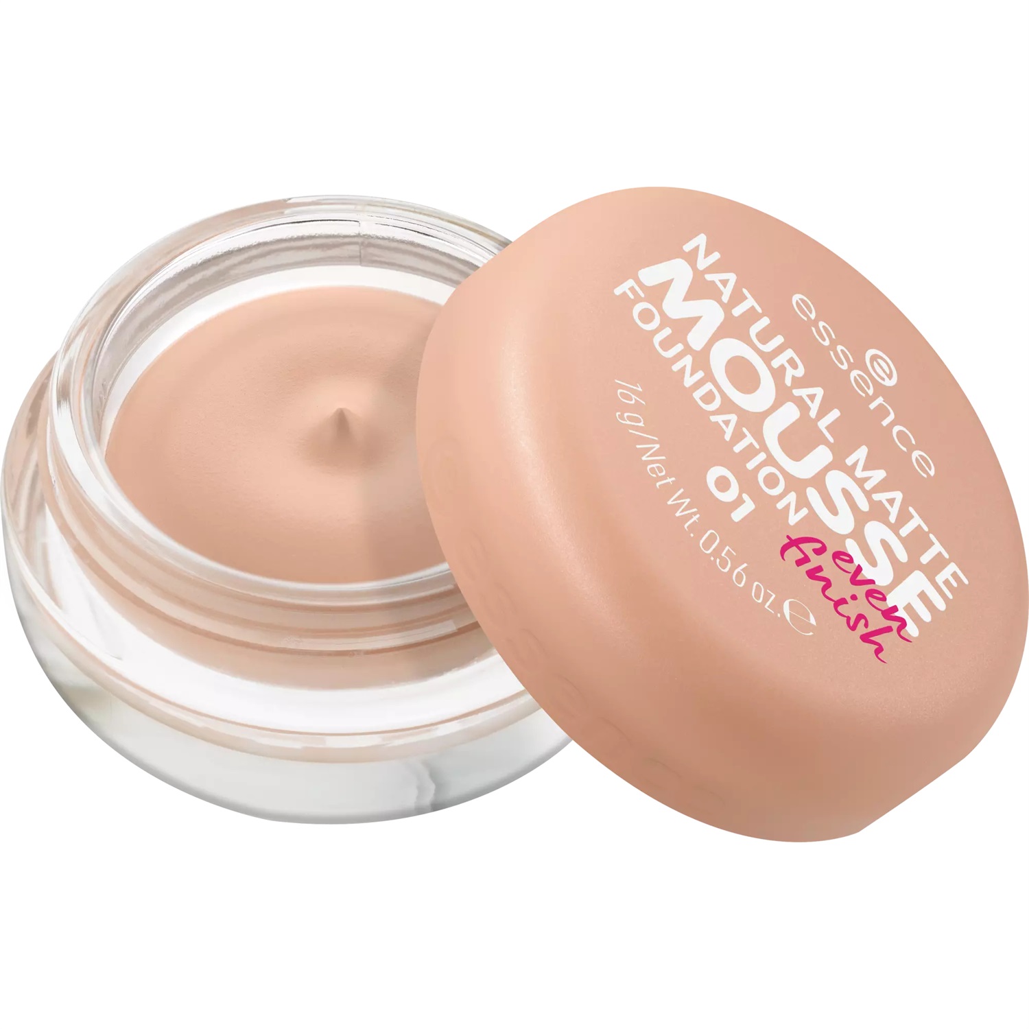 Essence Natural Matte Mousse Foundation 16 g - Fondotinta Mousse Opaco 01 con Copertura Media e Ingredienti Vegani