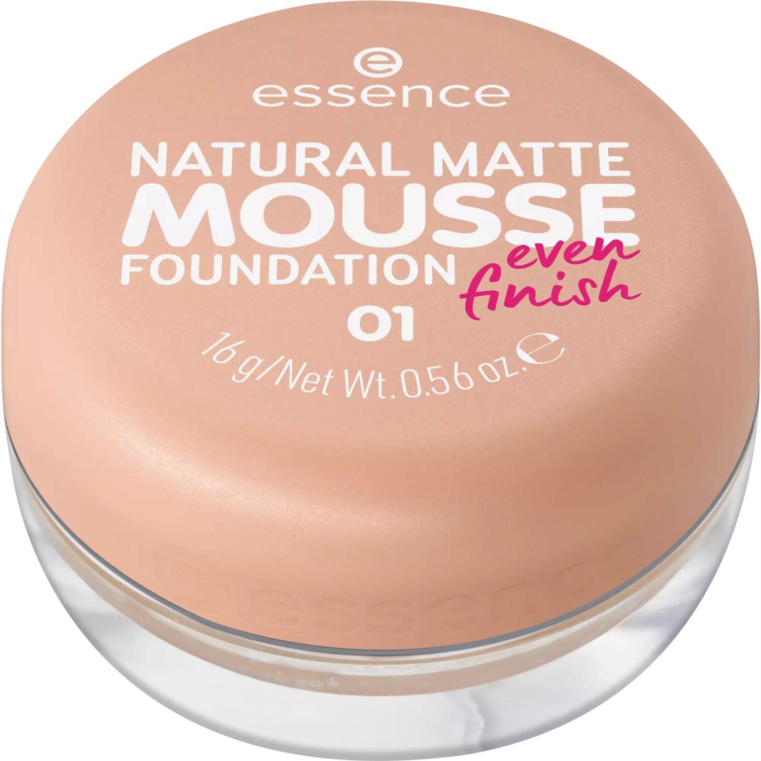 Essence Natural Matte Mousse Foundation 16 g - Fondotinta Mousse Opaco 01 con Copertura Media e Ingredienti Vegani
