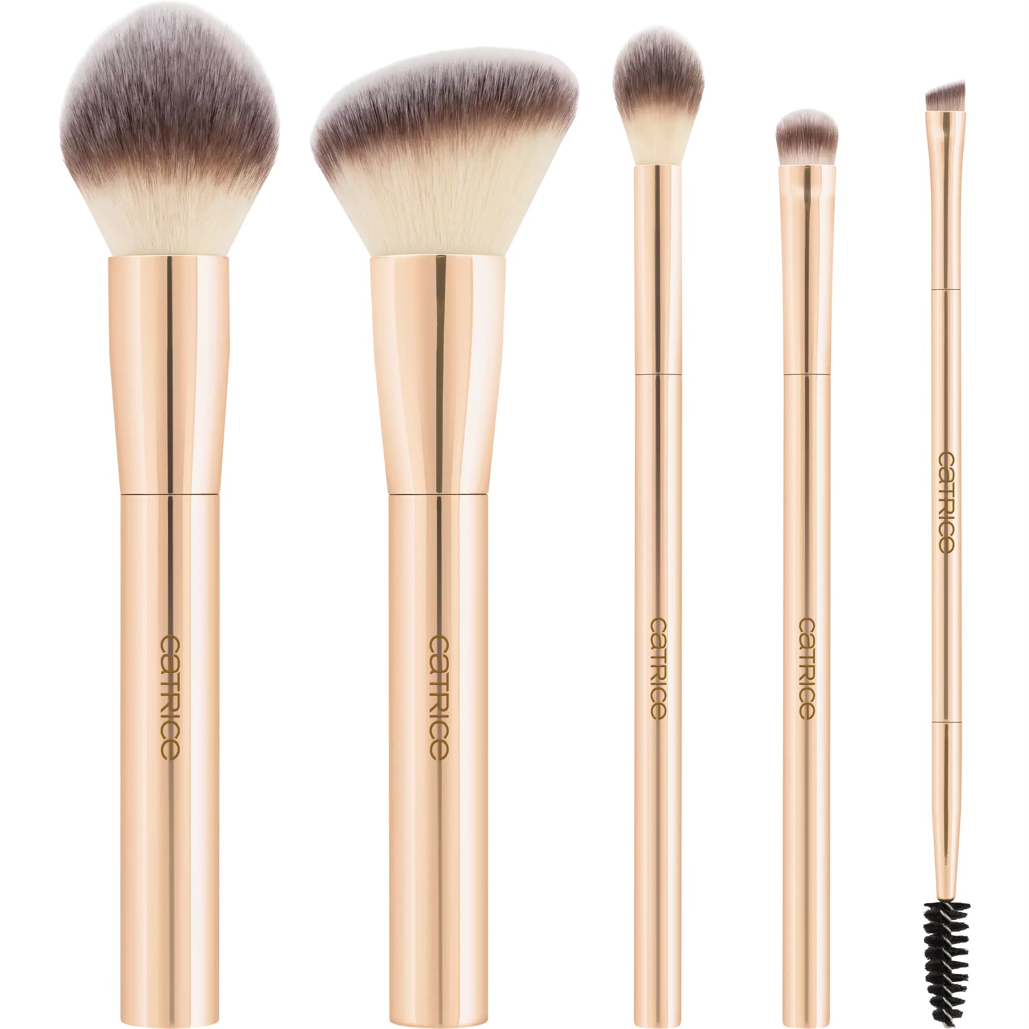 Catrice Pro Essential Brush Set - Set di 5 Pennelli con Setole Sintetiche Super Morbide, Design Elegante in Oro, Vegano e Privo di Nanoparticelle