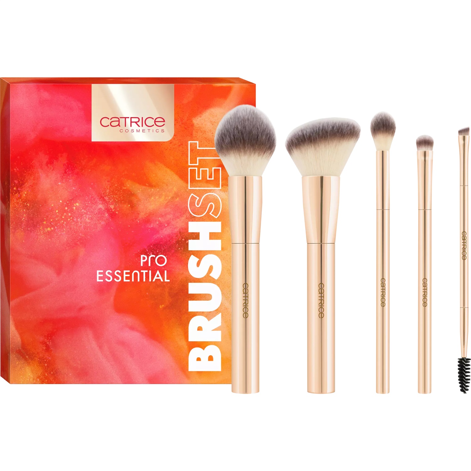 Catrice Pro Essential Brush Set - Set di 5 Pennelli con Setole Sintetiche Super Morbide, Design Elegante in Oro, Vegano e Privo di Nanoparticelle