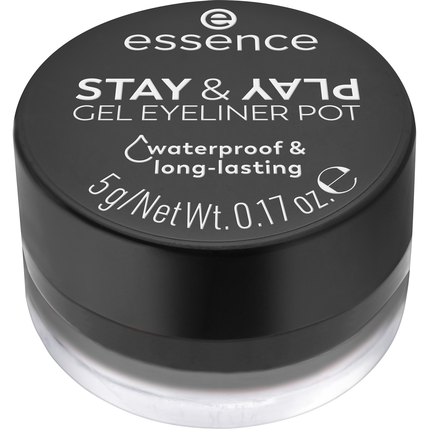 Essence Stay & Play Gel Eyeliner Pot 01 Black - 5 g, Lunga Durata, Pigmentato, A Prova di Sbavature, Colore Intenso, Finitura Opaca