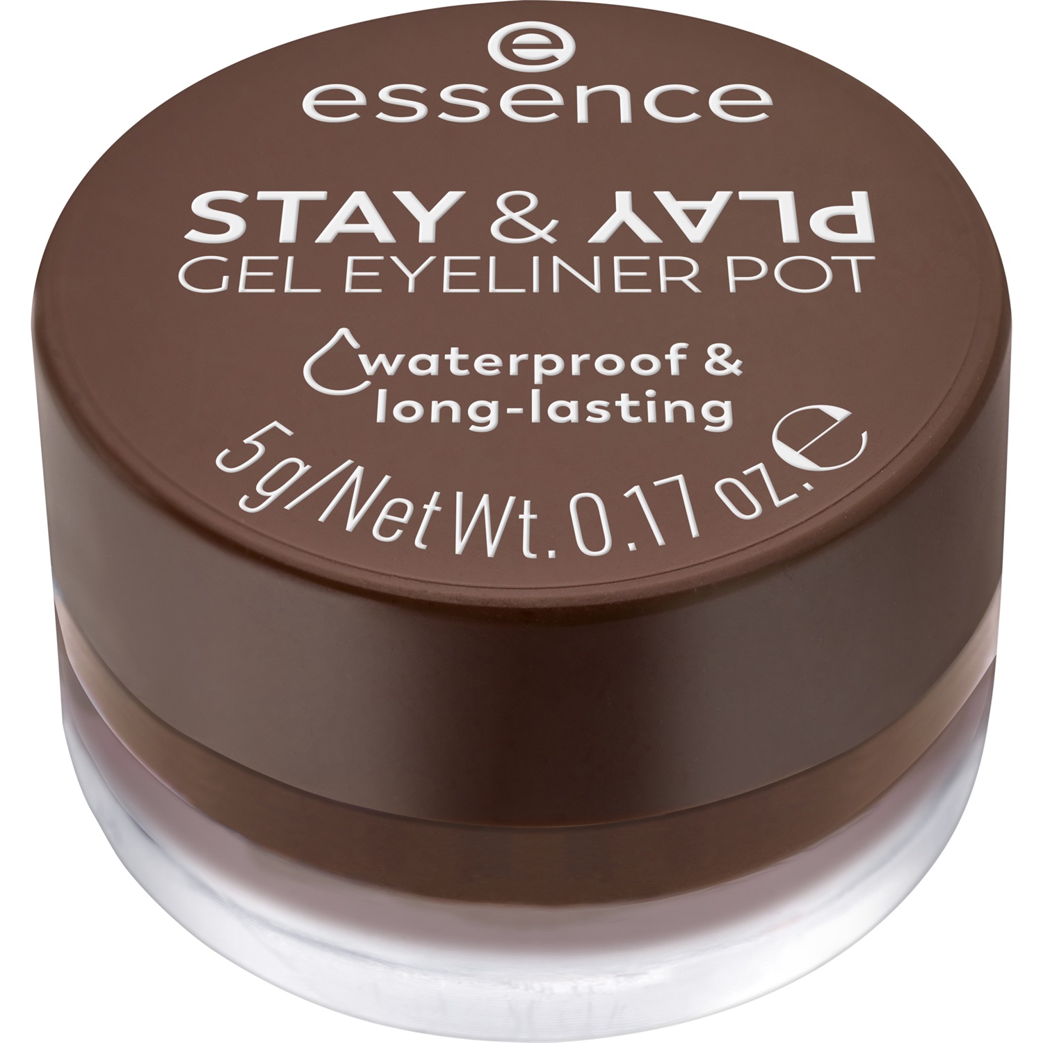 Essence Stay & Play Gel Eyeliner Pot 02 Brown - 5 g, Lunga Durata, Waterproof, Pigmentato, Opaco