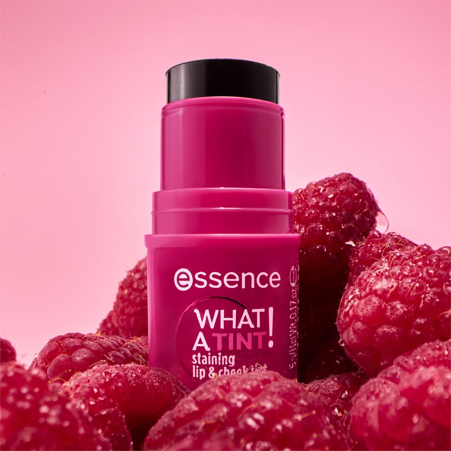 Essence WHAT A TINT! Tinta Labbra e Guance 5 g Nr. 10 - Raspberry Vibes, Finish Naturale e Texture Balsamica