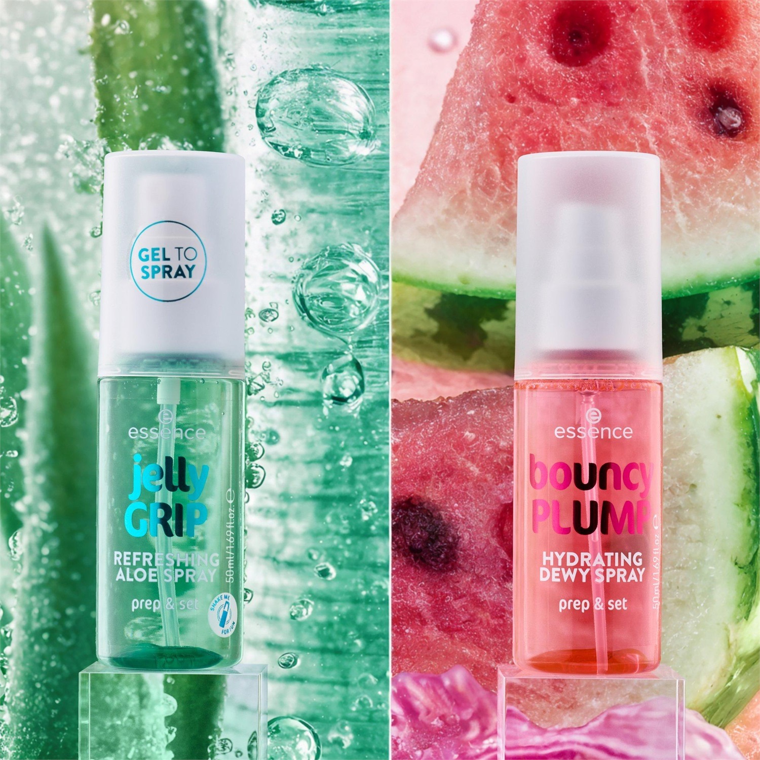 Essence Jelly GRIP REFRESHING ALOE SPRAY 50 ml - Spray Viso Idratante e Fissante