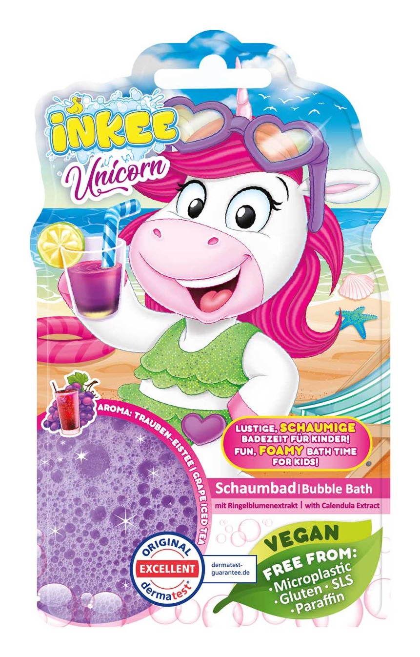 Craze INKEE Unicorn Bagnoschiuma per Bambini 40 ml - Liquido da Bagno Schiumoso con Aroma d'Uva