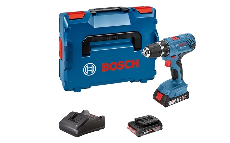 Bosch GSR 18V-21 Professional Trapano Avvitatore a Batteria 18V con 2 Batterie da 2,0 Ah, Caricatore GAL 18V-20, Max Coppia 55 Nm, 1800 Giri/min, Custodia L-Case