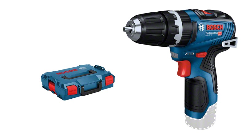 Bosch GSB 12V-35 Professional Trapano-avvitatore con Percussione a Batteria - 1750 Giri/min, Colori Nero, Blu, Rosso, Fino a 26250 Colpi/min