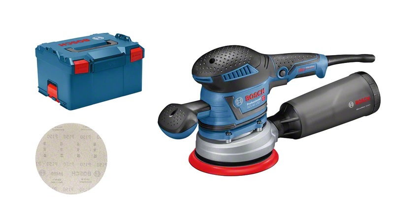 Bosch GEX 40-150 Professional Levigatrice Rotorbitale 400 W, 12000 Giri/min, 150 mm con L-BOXX e Accessori Inclusi