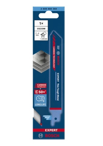 Bosch Professional S 922 EHM Lama per Sega Universale in Carburo 150 mm per Taglio di Lamierati e Acciaio Inox - Durata Eccezionale