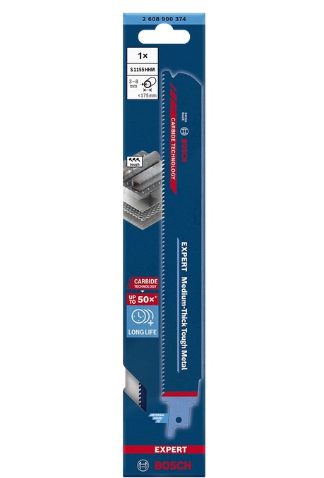 Bosch S 1255 CHC - Lame per Seghe Universali Expert Thick Tough Metal, 10 Pezzi, Lunghezza 300 mm, Ideali per Acciaio e Ghisa
