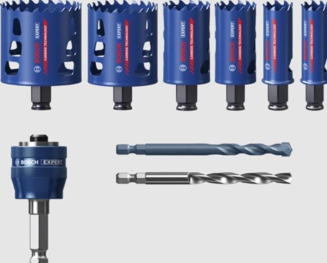 Bosch Set di Seghe a Tazza Expert Tough Material - 9 pezzi (2 608 900 445) per Trapano, Adatto a Legno, Plastica, Mattone e Metalli