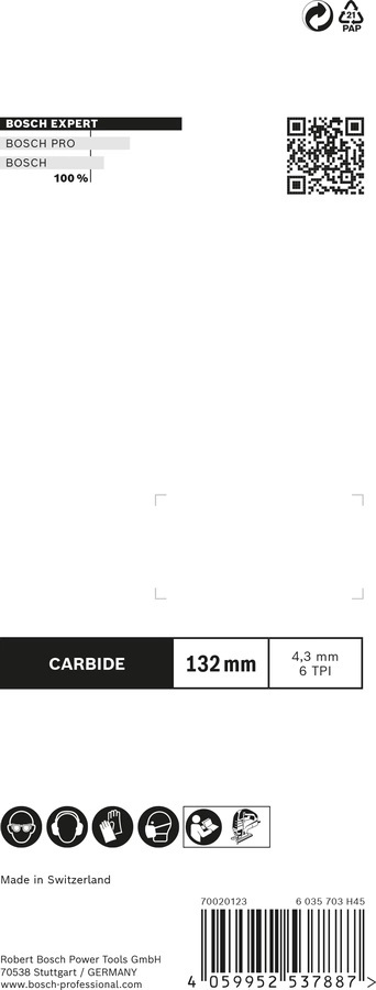 Bosch Expert T 341 HM - Lame per seghetto alternativo in Carburo, 3 pezzi, Lunghezza 132 mm, per Pannelli in Fibrocemento