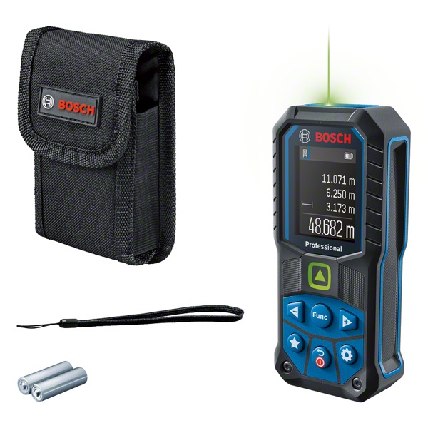 Bosch GLM 50-25 G Professional - Distanziometro Laser Verde, Portata fino a 50 m, IP65, Precisione ± 1,5 mm, Include Tracolla e Sacchetto