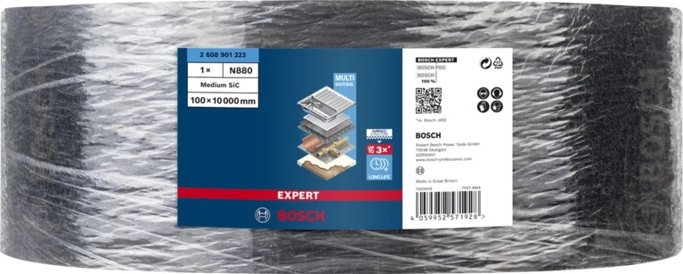 Bosch Rotolo Abrasivo 2 608 901 223 Grana Media per Levigatura a Secco - Rimozione Ruggine, 1 Pz