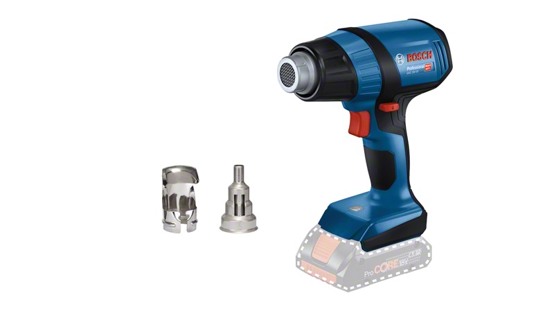 Bosch GHG 18V-50 Professional - Termosoffiatore a batteria con 2 livelli di temperatura, riscaldamento rapido e luce a LED