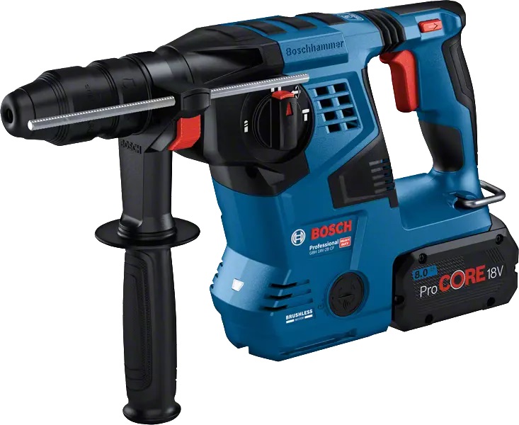 Bosch GBH 18V-28 CF PROFESSIONAL Martello Perforatore a Batteria SDS-plus con 2 Batterie Procore 8.0 Ah, Caricabatteria e Mandrino Automatico