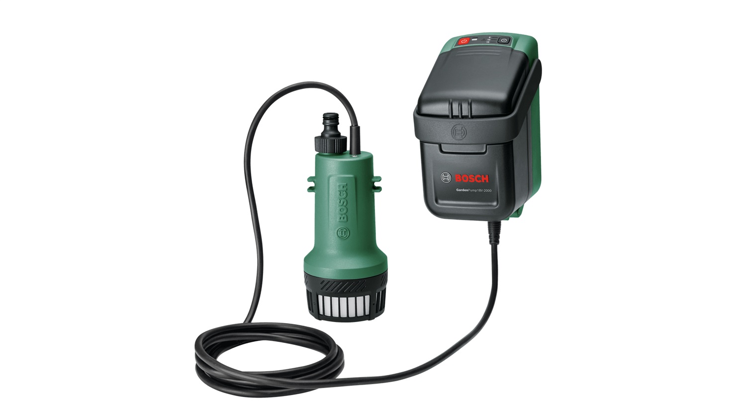 Bosch GardenPump 18V-2000 - Pompa sommersa a batteria senza batteria, 18 Volt, Verde Acqua, con funzione timer per irrigazione