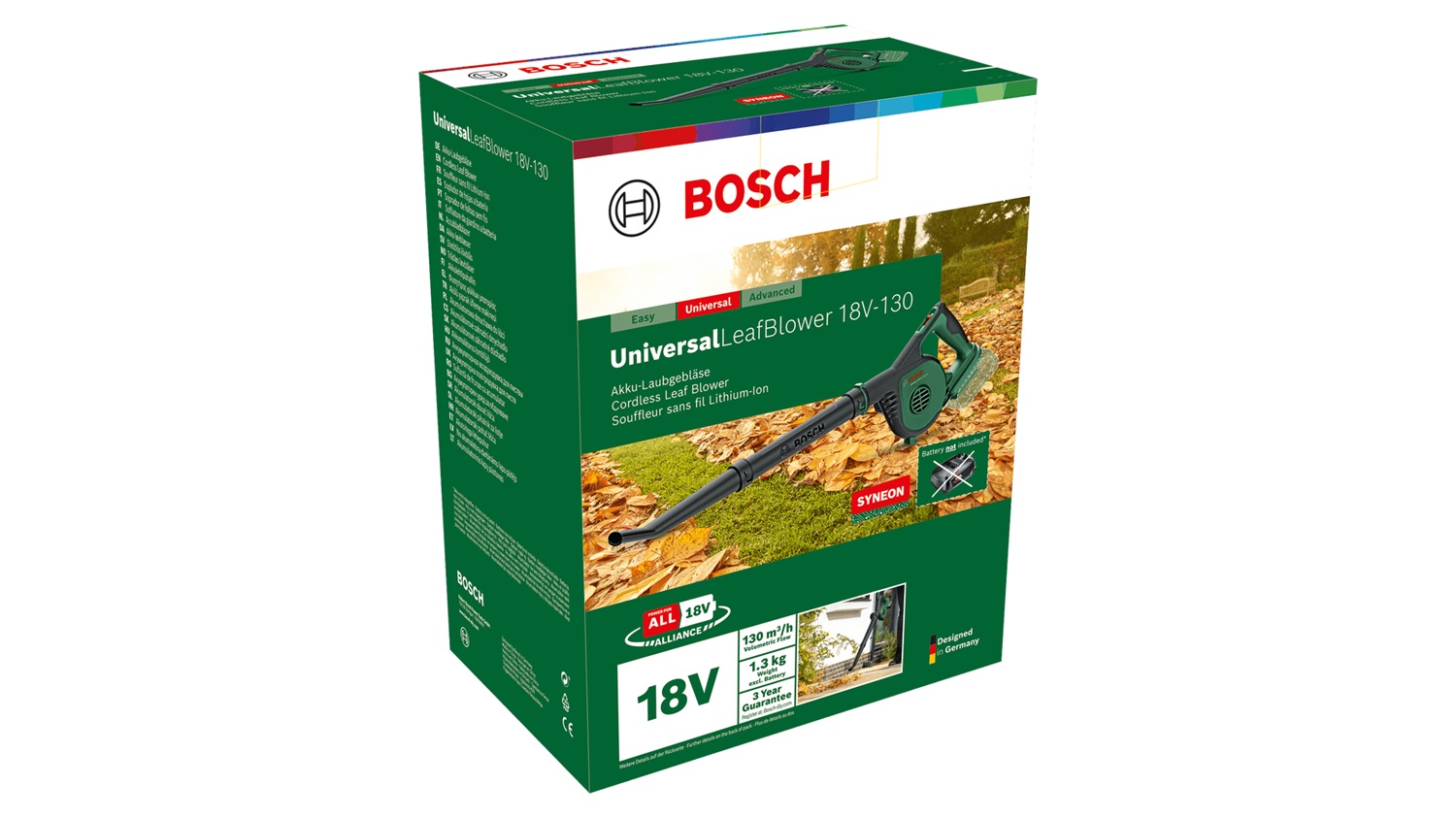 Bosch UniversalLeafBlower 18V-130 - Soffiatore a batteria leggero senza batteria e caricabatteria