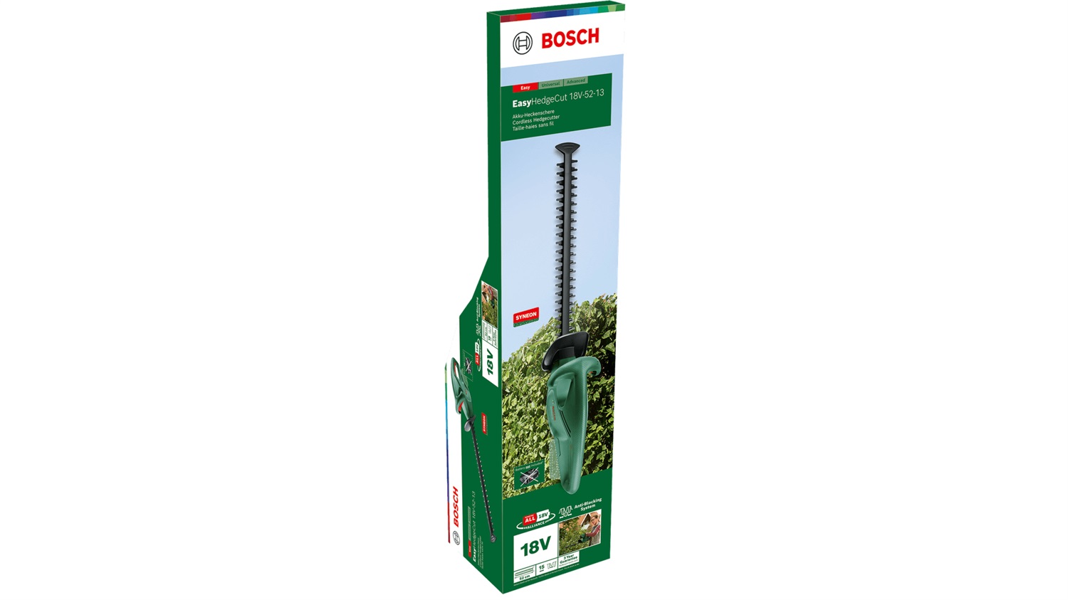 Bosch EasyHedgeCut 18V-52-13 - Tagliasiepi a batteria 18V, Lama 52 cm, Peso 2,8 kg, Sistema Anti-Blocking