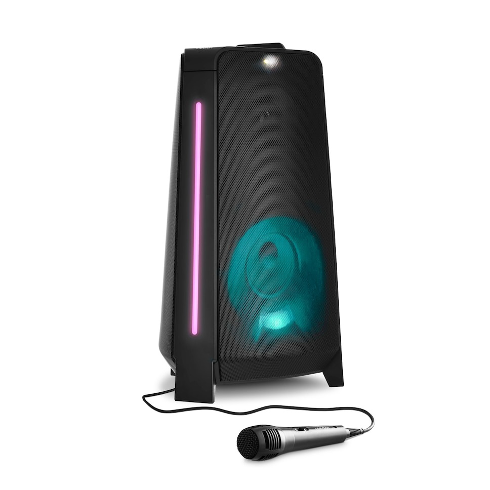 Medion LIFE P61552 - Altoparlante Bluetooth Portatile Nero con Microfono, Karaoke, Effetti di Luce e Batteria Ricaricabile
