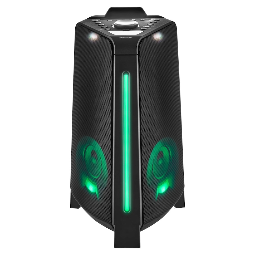 Medion LIFE P61552 - Altoparlante Bluetooth Portatile Nero con Microfono, Karaoke, Effetti di Luce e Batteria Ricaricabile