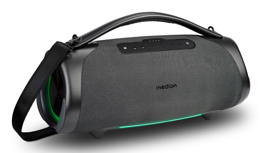 MEDION P61768 Altoparlante Bluetooth Portatile con Potenziamento Bassi, Effetti RGB, Protezione IPX7 e Power Bank Integrato