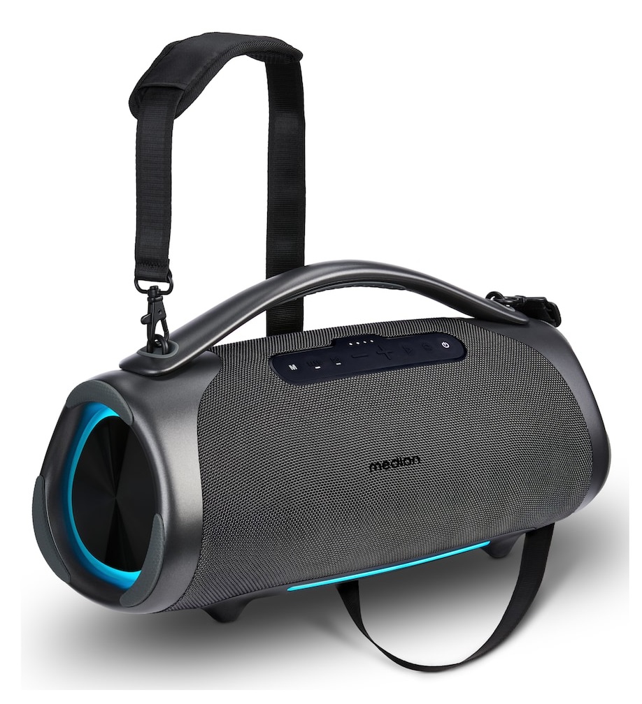 MEDION P61768 Altoparlante Bluetooth Portatile con Potenziamento Bassi, Effetti RGB, Protezione IPX7 e Power Bank Integrato