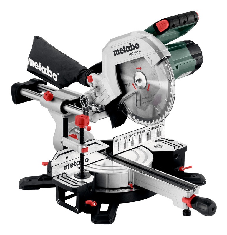 Metabo KGS 254 M - Troncatrice Radiale 1450 W, 4500 Giri/min, Funzione di Trazione, Doppio Smusso