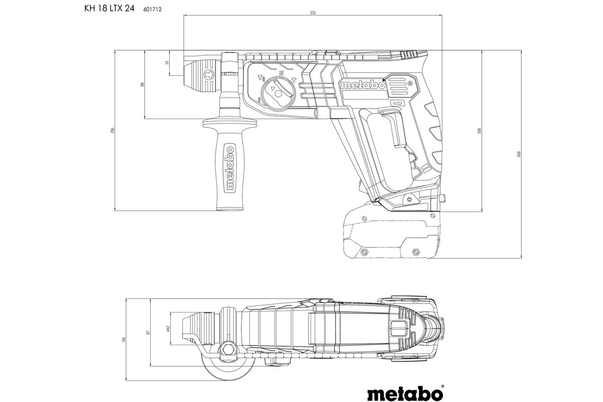 Metabo KH 18 LTX 24 Martello perforatore a batteria 18 V SDS-plus 1400 Giri/min con 3 funzioni: foratura a percussione, foratura e scalpellatura