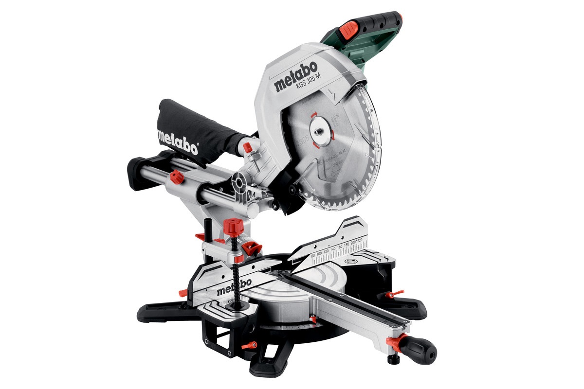 Metabo KGS 305 M - Troncatrice Radiale 2000 W, 3700 Giri/min, Lama da 305 mm, Smussatura Singola, Regolazione Angoli a 50°