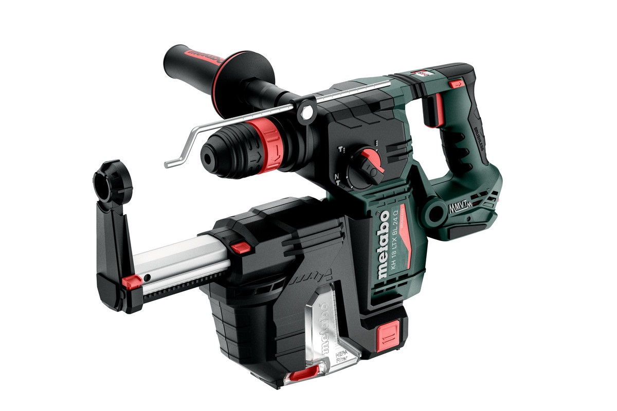 Metabo KH 18 LTX BL 24 Q Set ISA - Martello a Batteria Leggero con Tecnologia Brushless e Porta di Estrazione della Polvere, 1280 Giri/min, Compatibile SDS-plus
