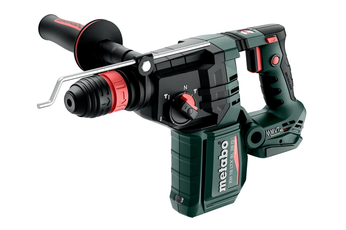 Metabo KH 18 LTX BL 28 Q - Martello perforatore a batteria con attacco di aspirazione, tecnologia Brushless e meccanismo di percussione, 1000 Giri/min