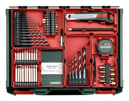 Metabo BS 18 Set Trapano Avvitatore a Batteria con 2 Batterie LiPOWER 18V e Set di Accessori 74 Pezzi