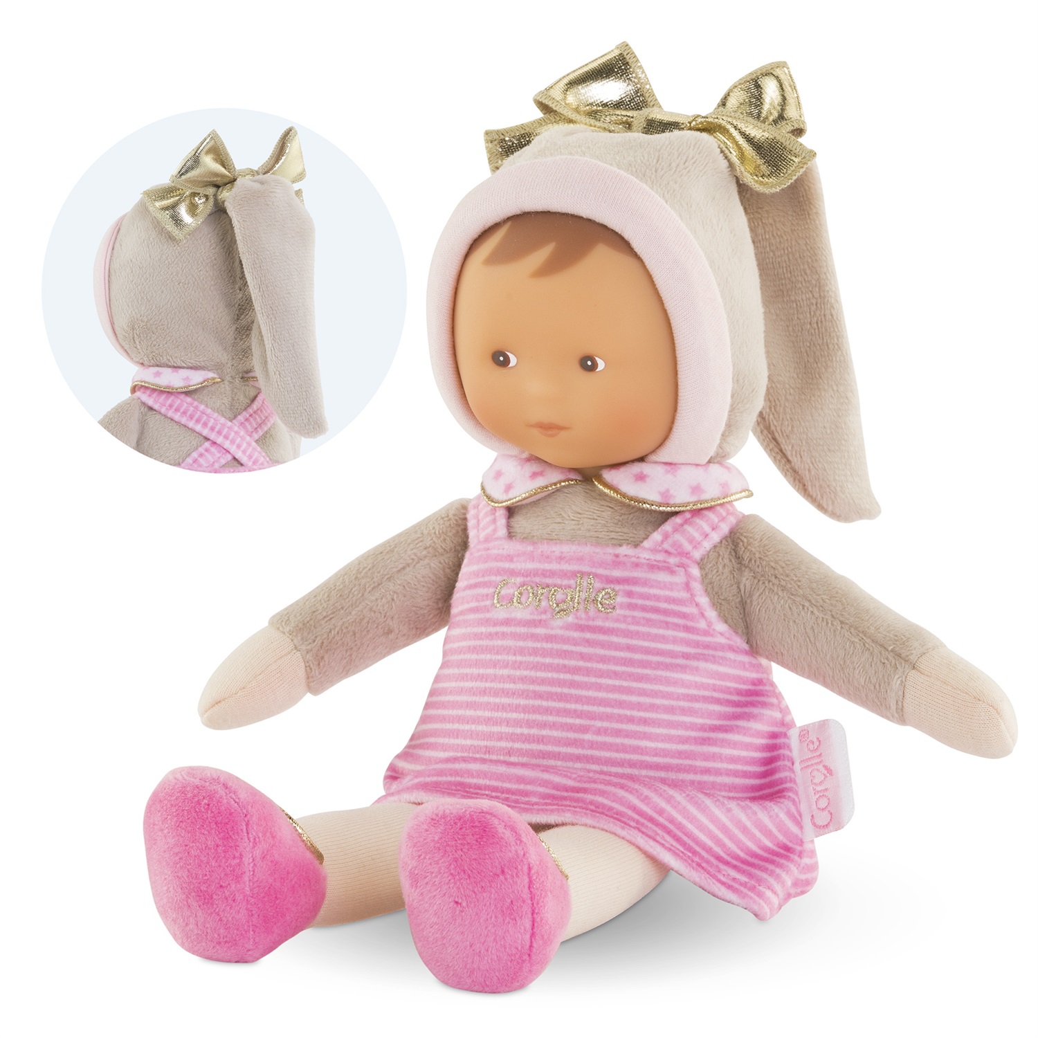Corolle Doudou Miss Striped Reves d'Étoiles - Bambola 25cm Ultra Morbida con Viso in Vinile e Profumo di Vaniglia