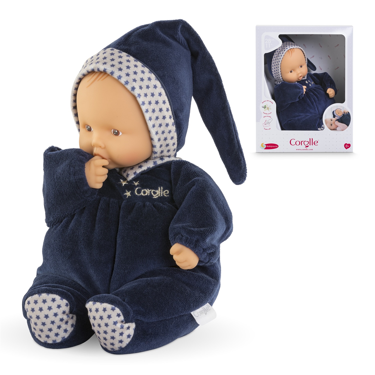 Corolle Mon Doudou Babipouce Blue Starry Dreams - Bambola Peluche 28cm per Neonati