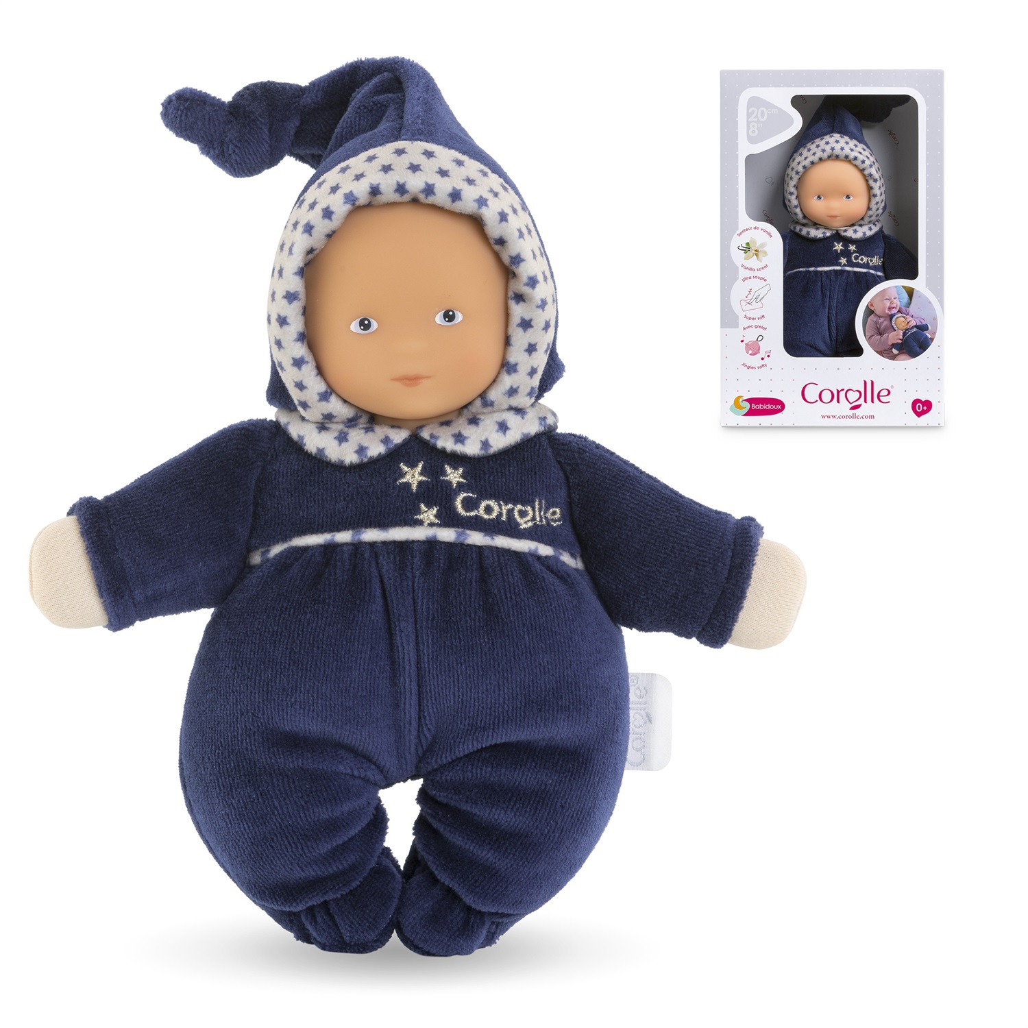 Corolle Mon Doudou Babidoux Blu Marino 20 cm - Morbido e Confortevole per Neonati