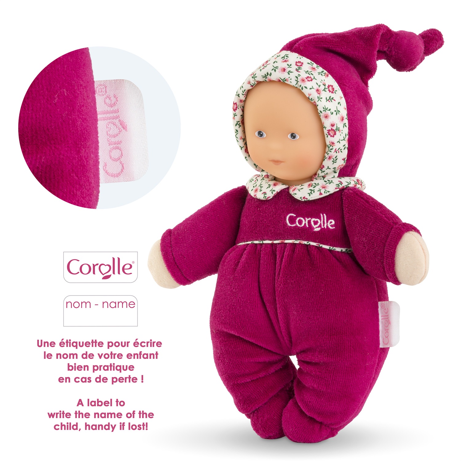 Corolle Babidoux Rosa Grenadine 20 cm - Doudou Morbido per Neonati