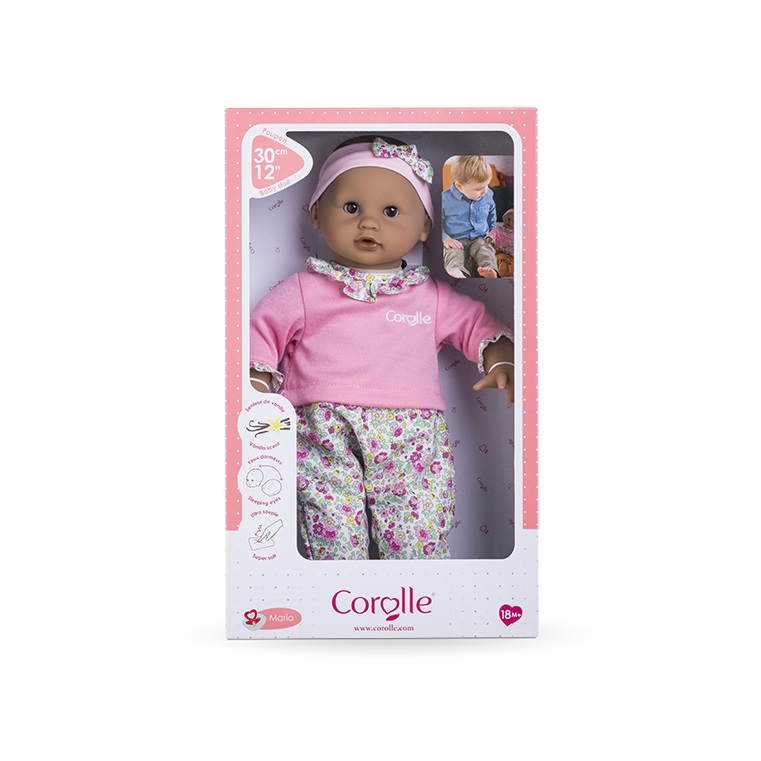 Corolle Calin Maria Bambola Morbida con Occhi Che Chiudono, Fascia Rimovibile, 30 cm - Adatta da 18 Mesi