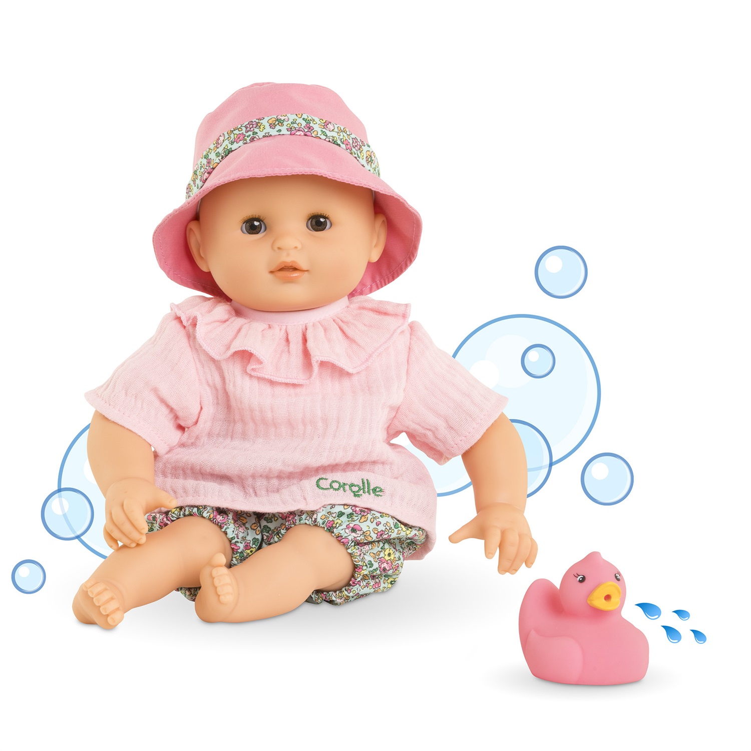 Corolle - Mon Premier Poupon Baby Bain Coralie, Bambola da Bagno con Anatra, 30 cm, per Bambini dai 18 Mesi